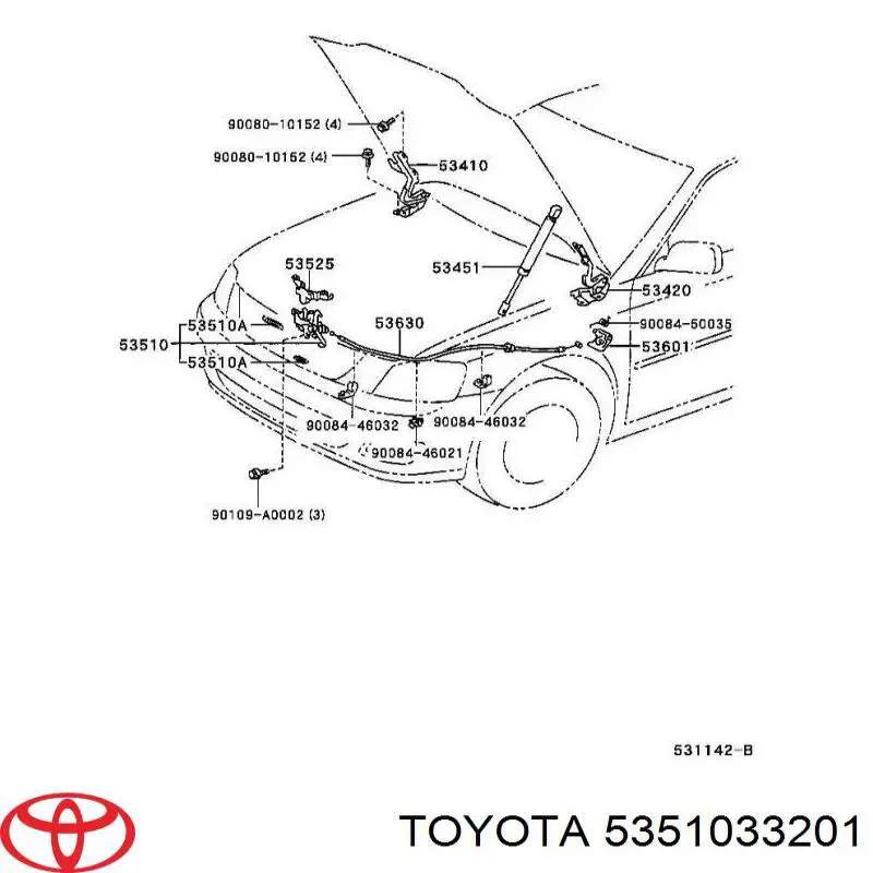 Замок капота на Toyota Camry V30