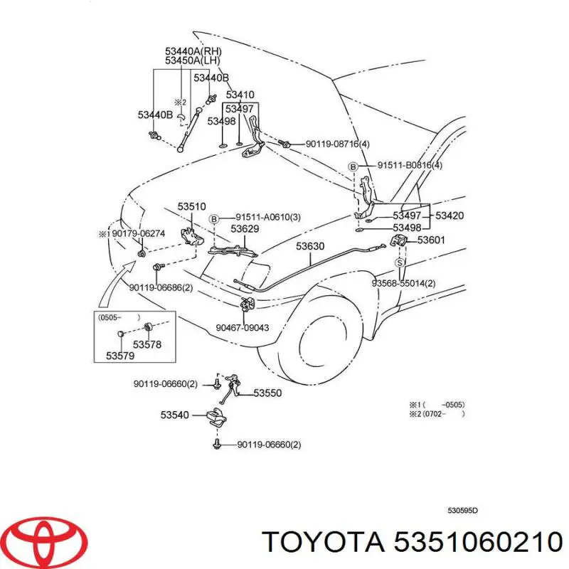 5351060210 Toyota fecho da capota