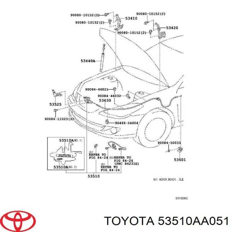 Замок капота 53510AA051 Toyota