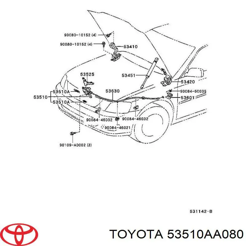 Замок капота 53510AA080 Toyota