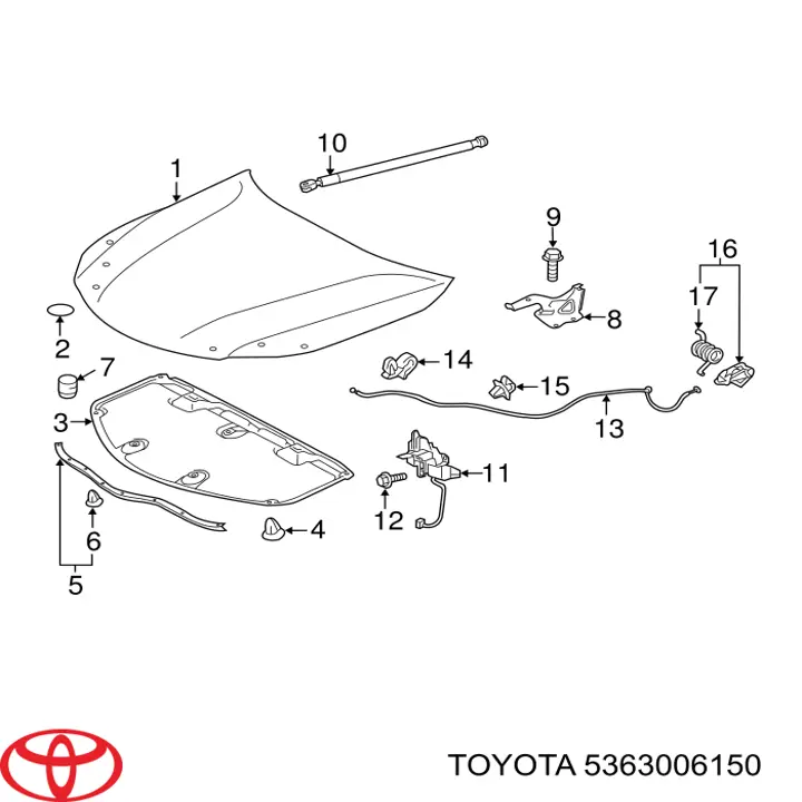 Купить 5363006150 Toyota Трос капота