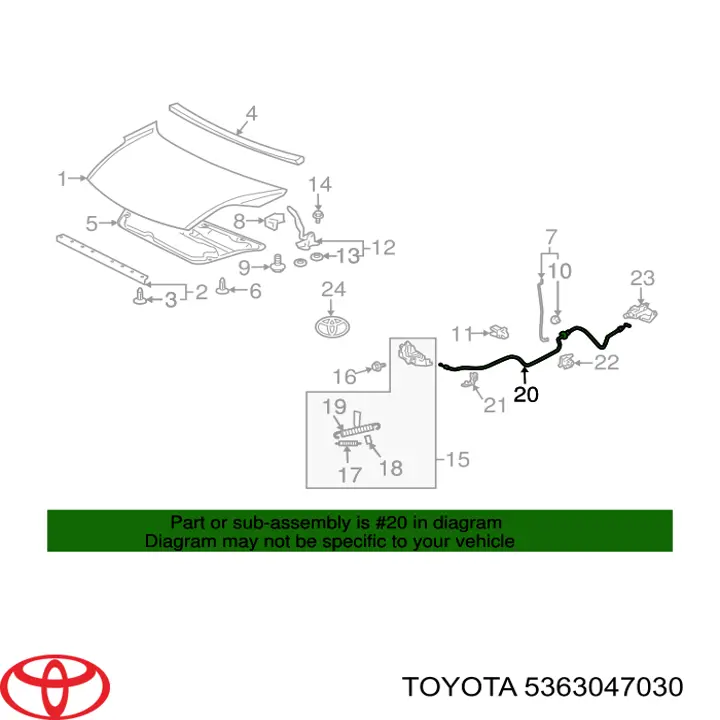 Compre 5363047030 Toyota Cabo de abertura da capota