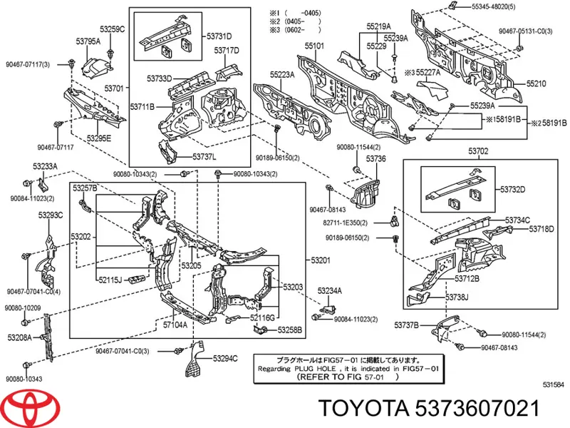 5373606050 Toyota щиток грязезащитный передней арки крыла