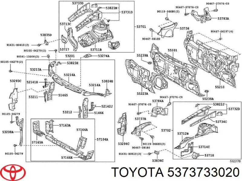 Щиток грязезащитный передней арки крыла 5373733020 Toyota