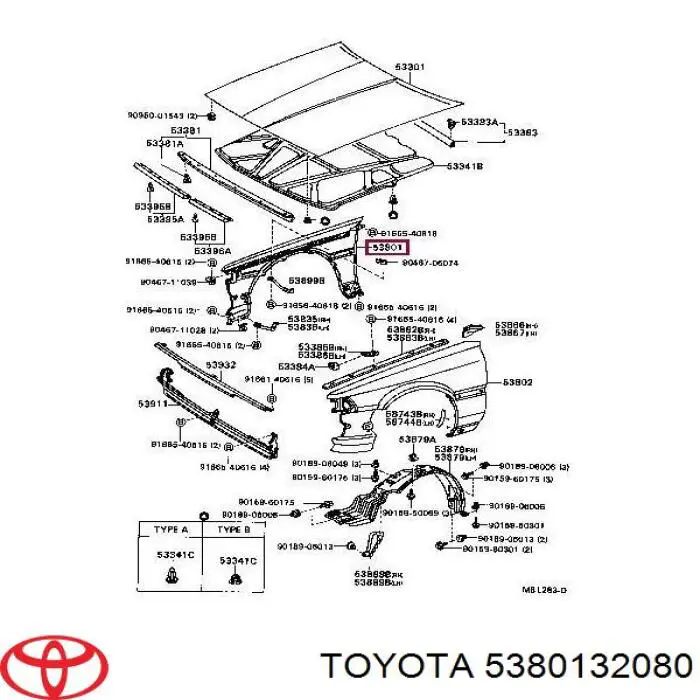 5380132080 Toyota крыло переднее правое