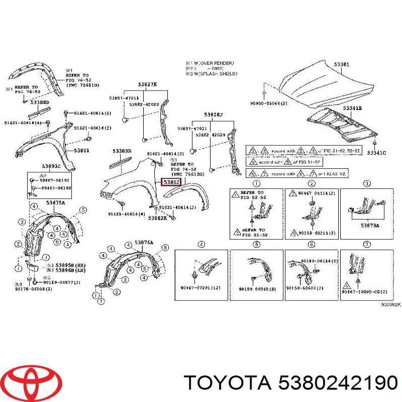 5380242190 Toyota pára-lama dianteiro esquerdo