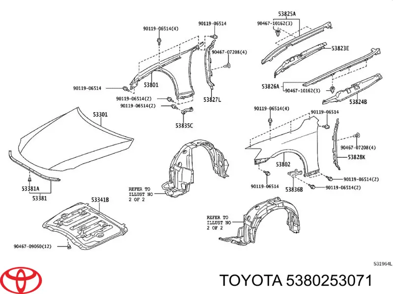 Крыло переднее левое 5380253071 Toyota