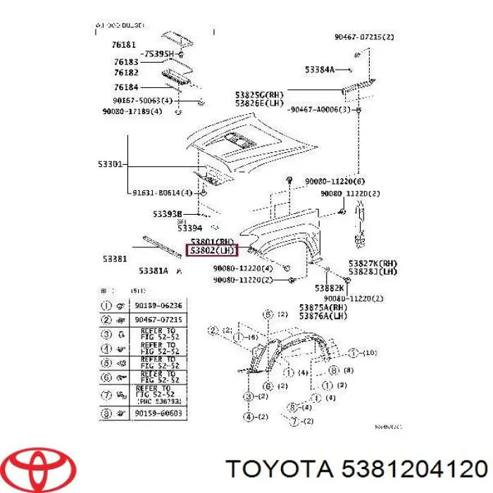 5381204120 Toyota Переднее левое крыло