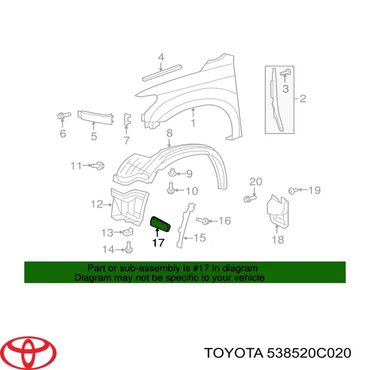 Alcapão do forro do pára-choque dianteiro esquerdo para Toyota Sequoia 