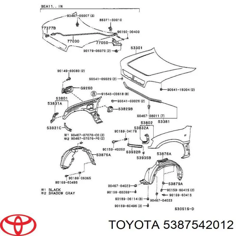  Подкрылок передний правый Toyota RAV4 1