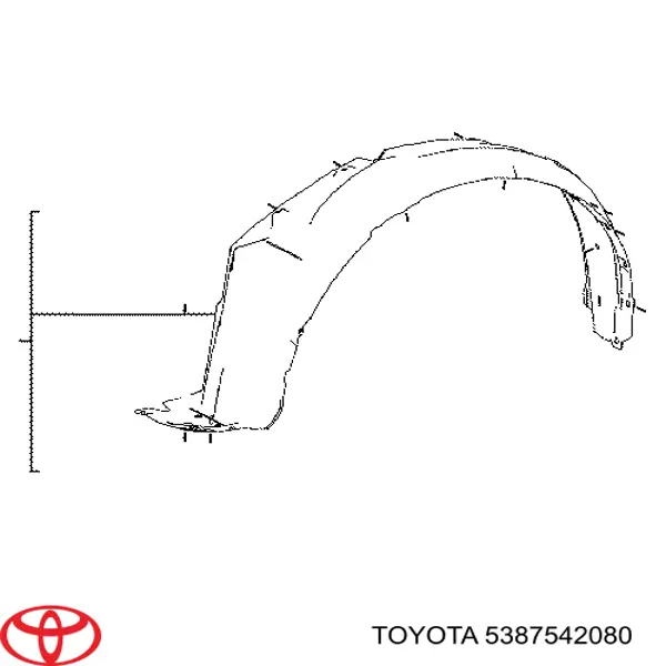 5387542080 Toyota guarda-barras direito do pára-lama dianteiro
