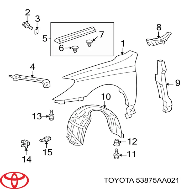 53875AA021 Toyota Подкрыльник переднего крыла, правый