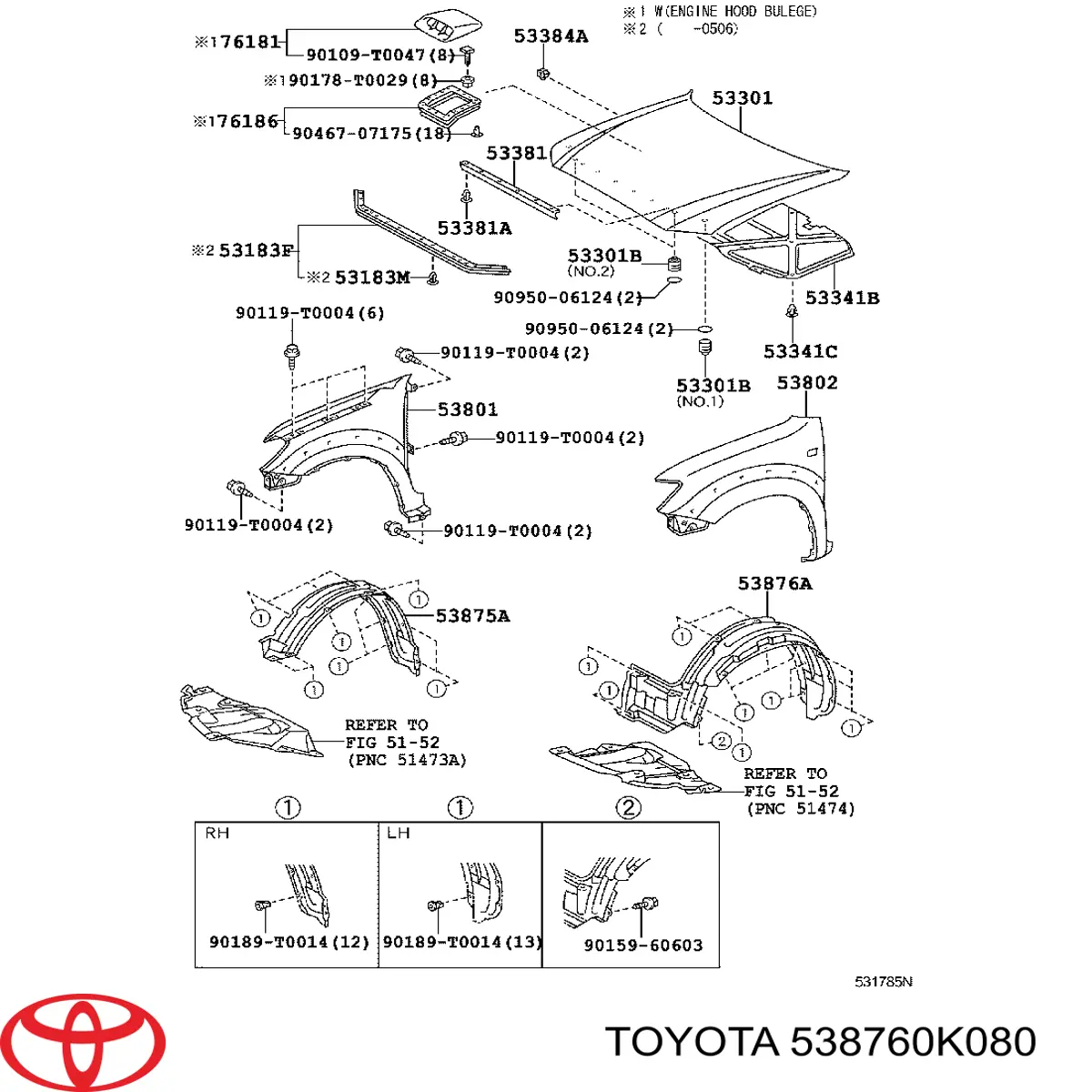 Подкрылок передний левый 538760K080 Toyota