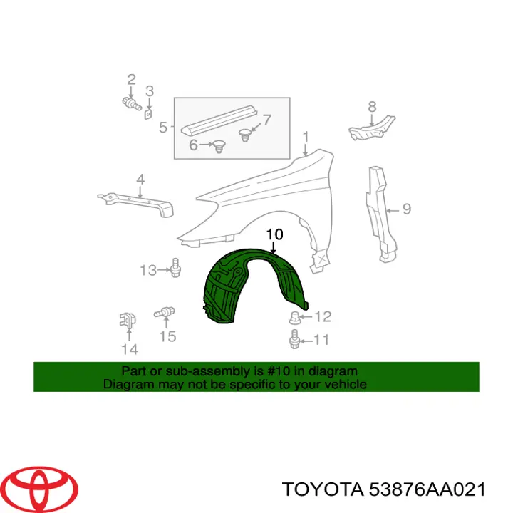 53876AA021 Toyota подкрылок крыла переднего левый