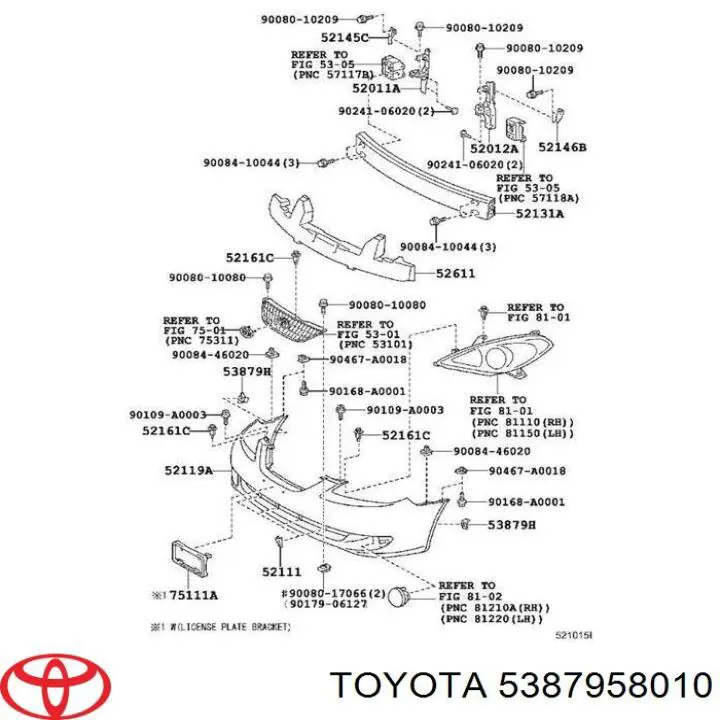 Кронштейн бампера переднего внешний Toyota 5387958010 цена, от 2.49 USD