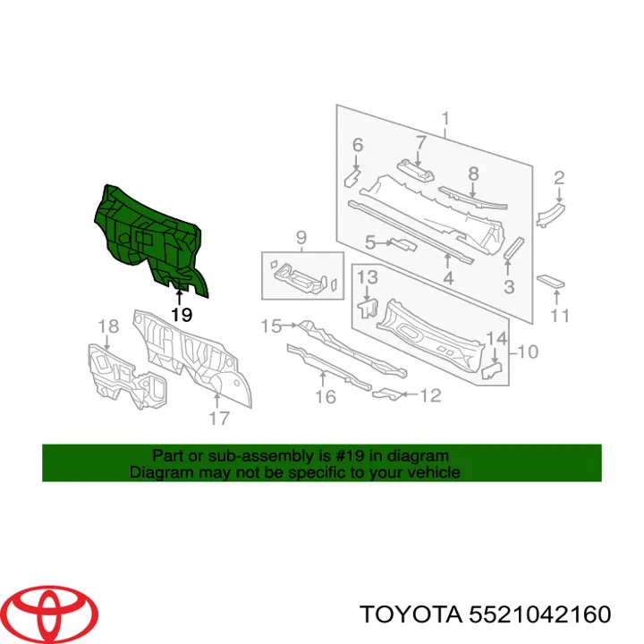 5521042160 Toyota Шумоизоляция моторного щита