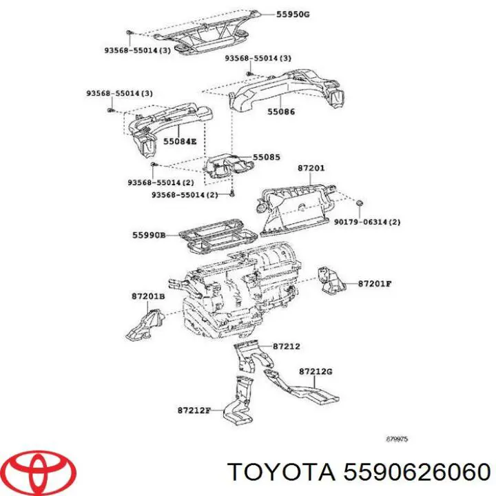 Regulador flujo de aire, ventilador habitáculo 5590626060 Toyota