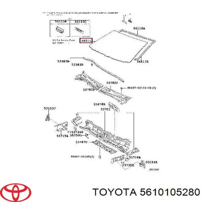 5610105280 Toyota стекло лобовое