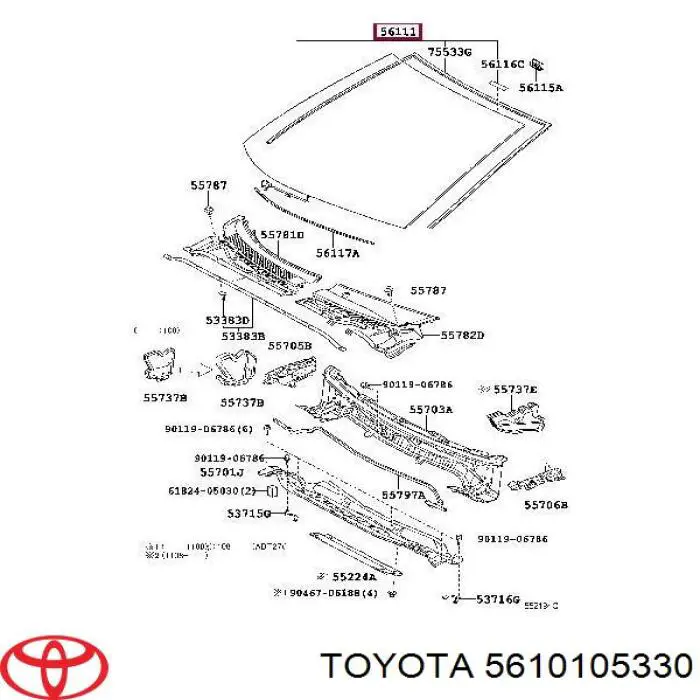 5610105330 Toyota стекло лобовое