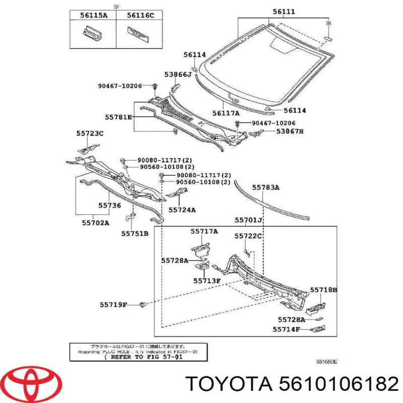 5610106182 Toyota стекло лобовое