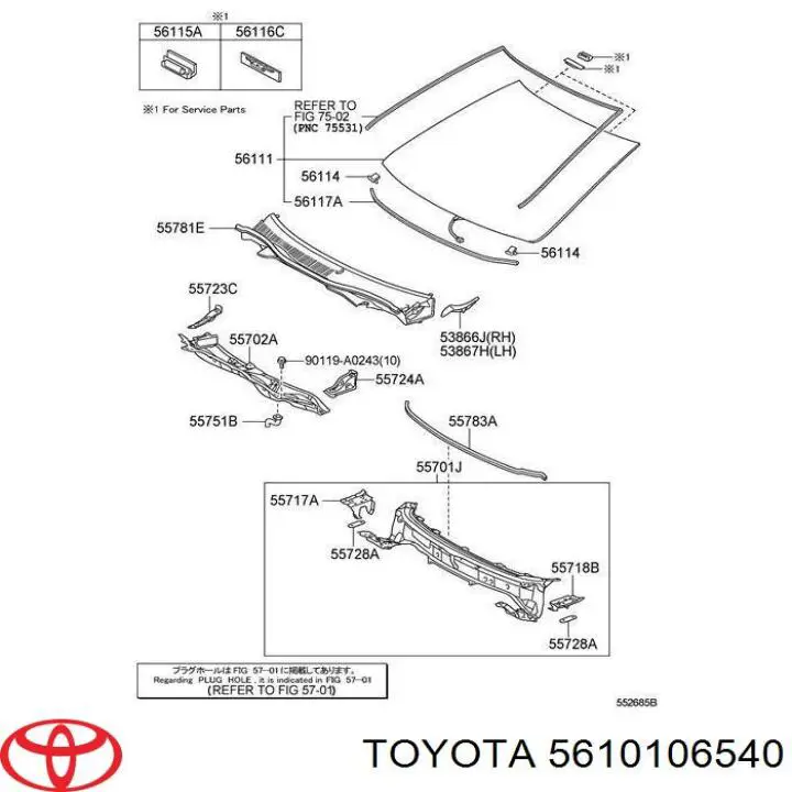 5610106540 Toyota Автостекло