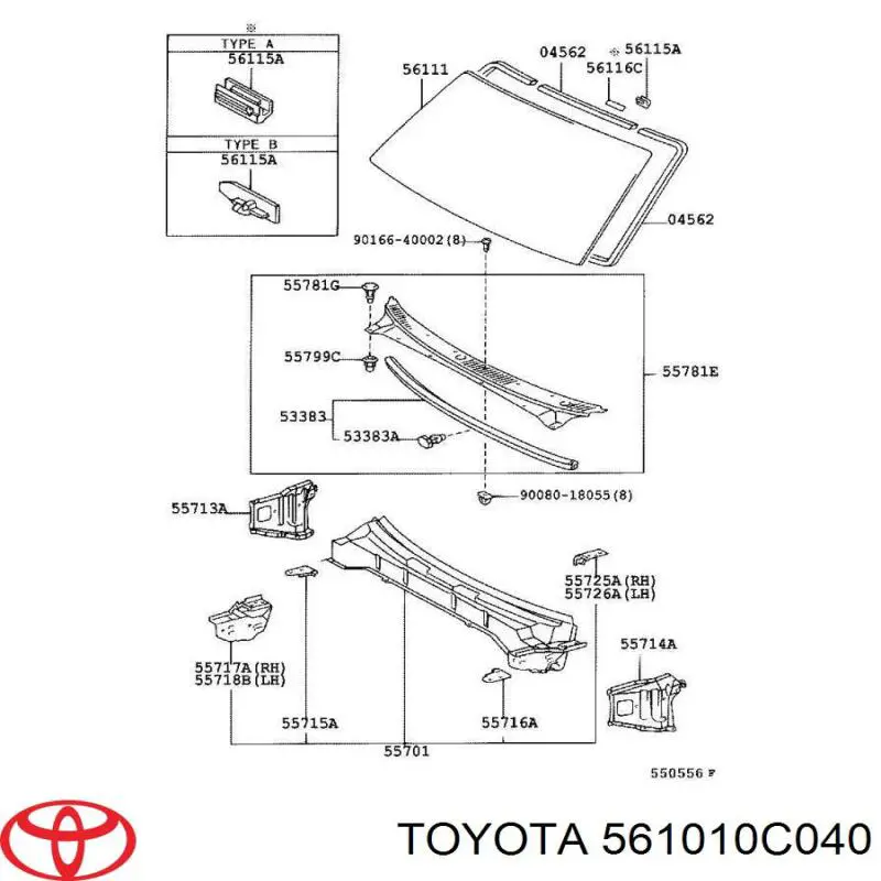561010C040 Toyota pára-brisas