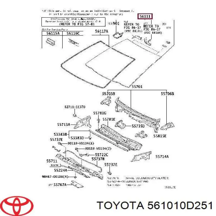 561010D251 Toyota pára-brisas