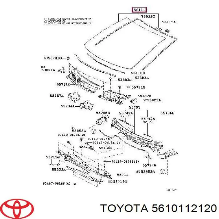 5610102291 Toyota стекло лобовое