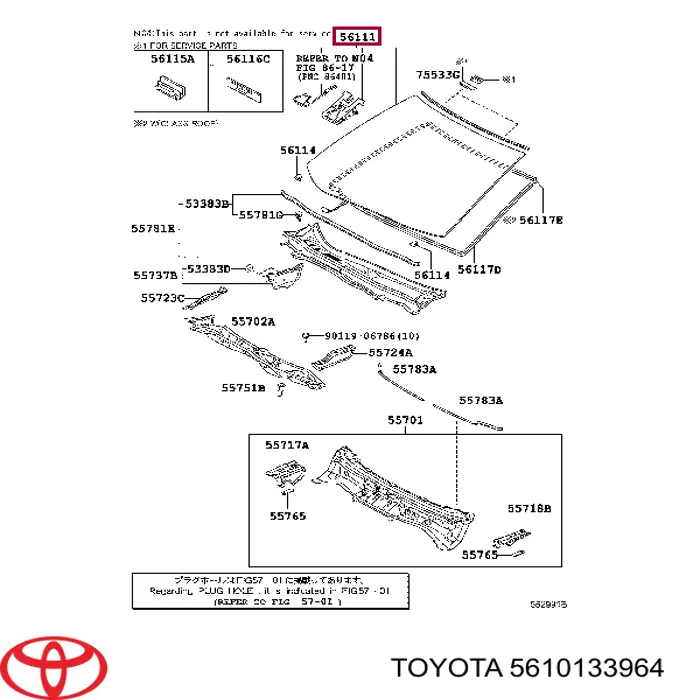 5610133964 Toyota Автостекло