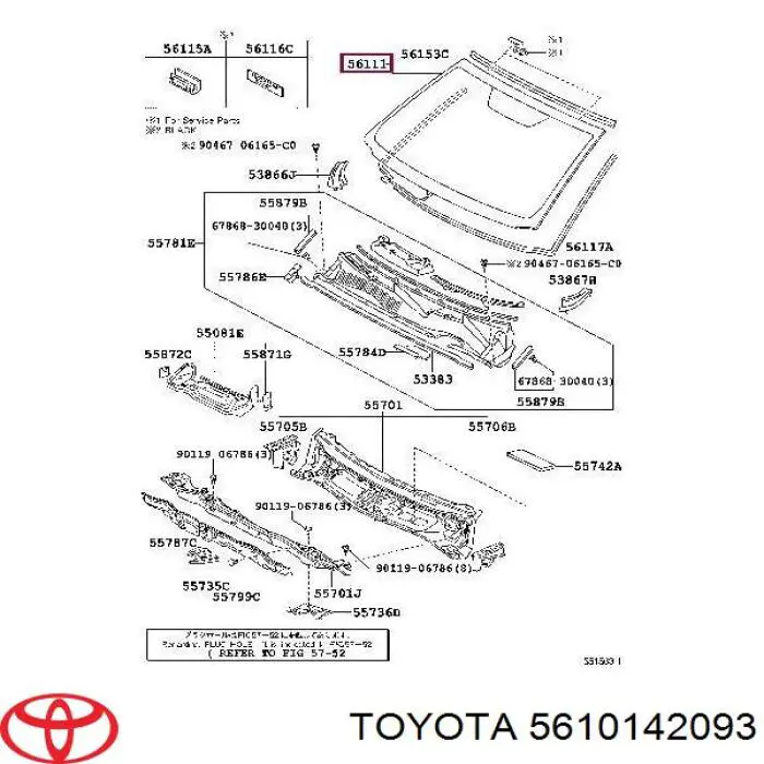 5610142091 Toyota стекло лобовое
