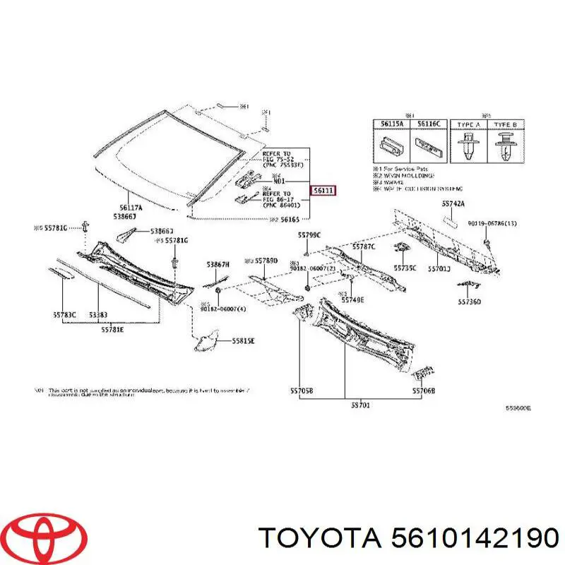 5610142190 Toyota pára-brisas