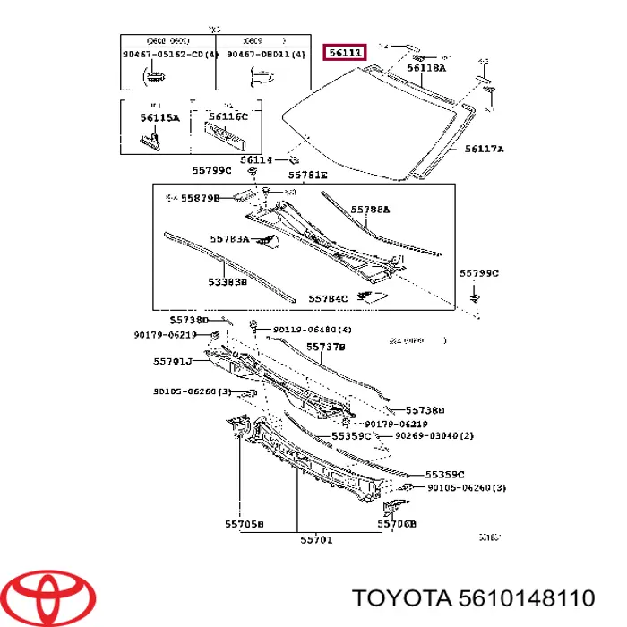 Лобовое стекло 5610148110 Toyota