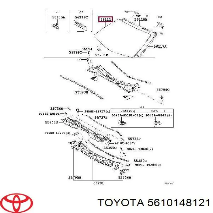 5610148120 Toyota стекло лобовое
