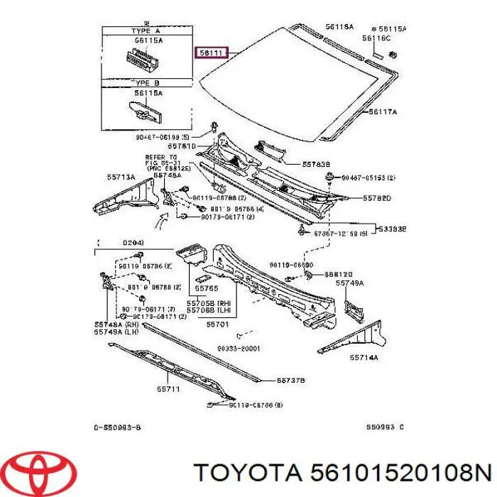 56101520108N Toyota стекло лобовое