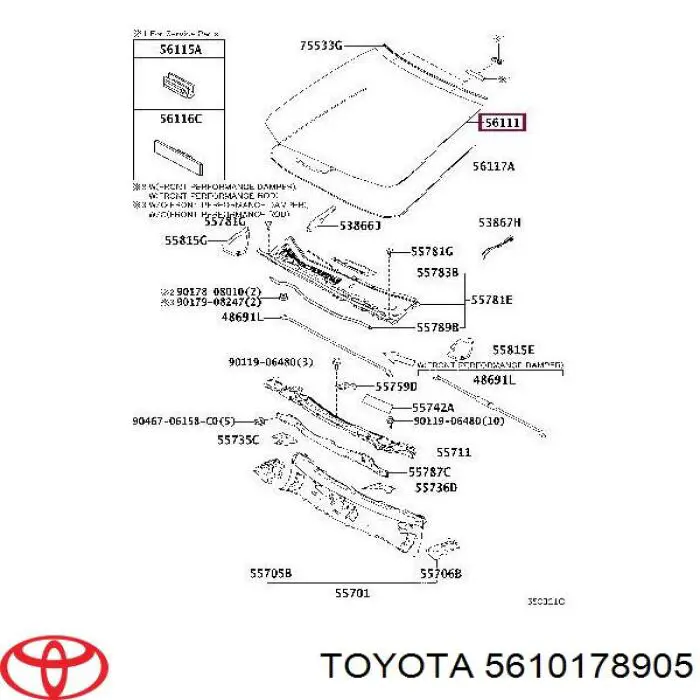 Лобовое стекло 5610178905 Toyota