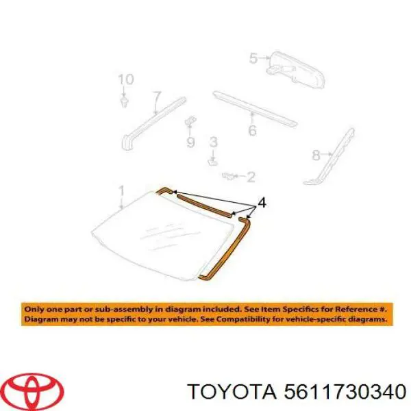 5611730340 Toyota уплотнитель лобового стекла