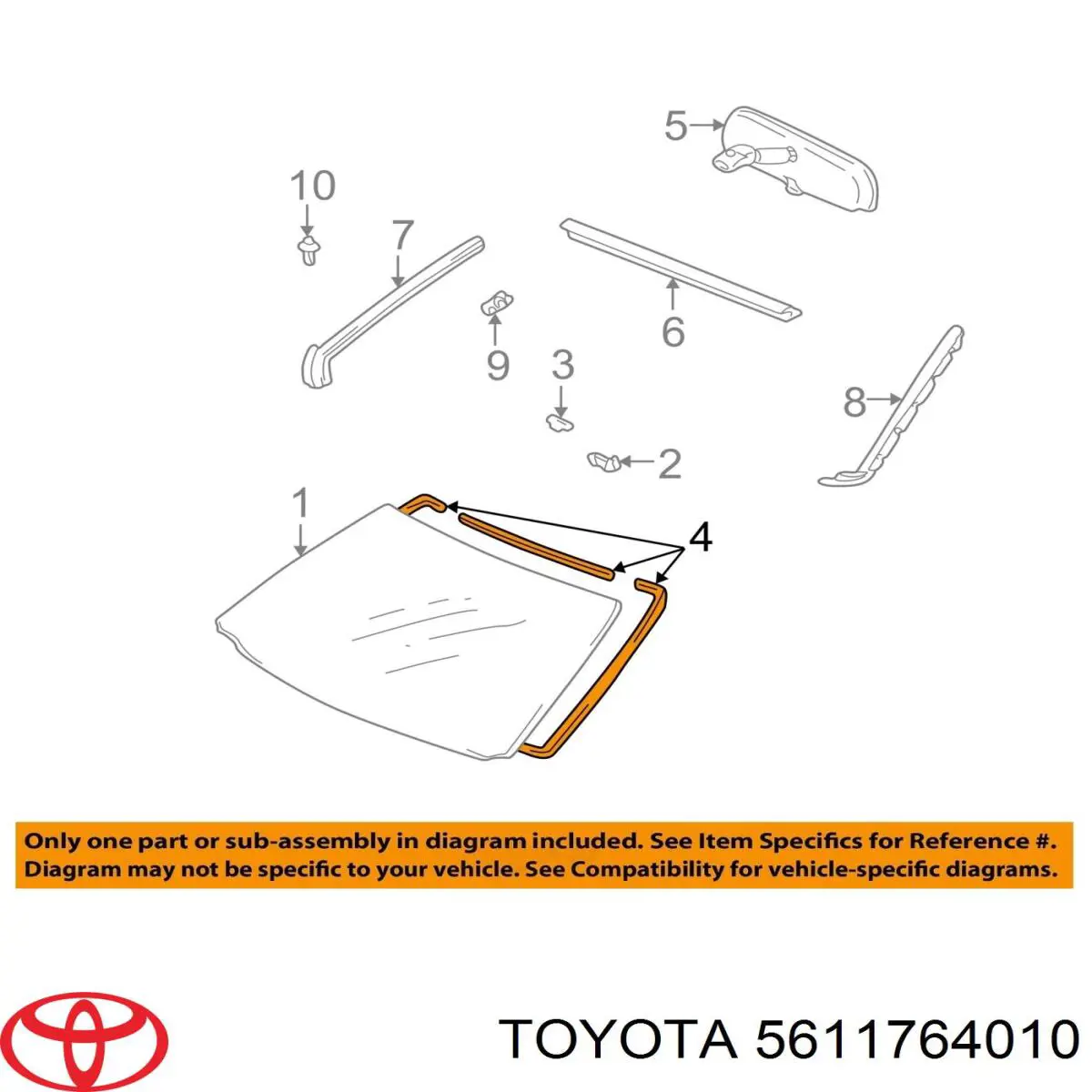 Уплотнитель лобового стекла левый/правый Toyota 5611720270 цена, от 12.67 USD