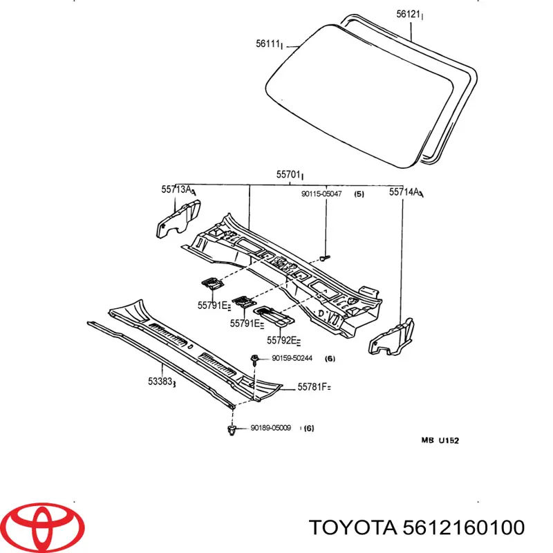 5612160100 Toyota Прокладка лобового стекла