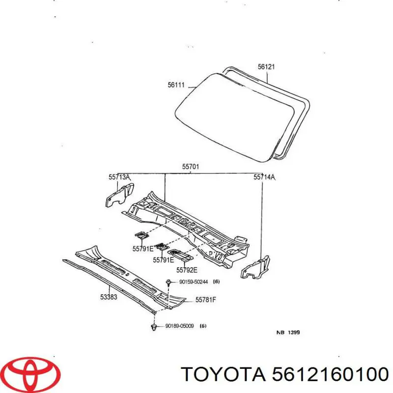 Уплотнитель лобового стекла 5612160100 Toyota