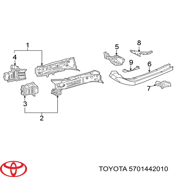 5701442010 Toyota Кронштейн усилителя переднего бампера