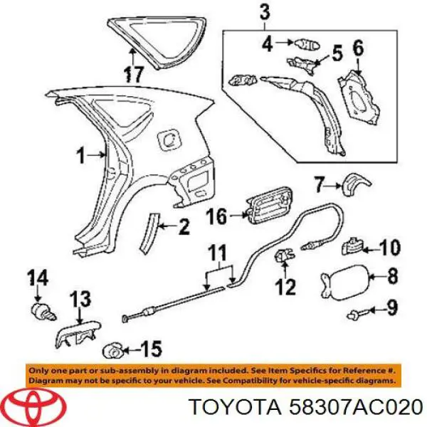 Перегородка Toyota 58307AC020 цена, от 337.46 USD