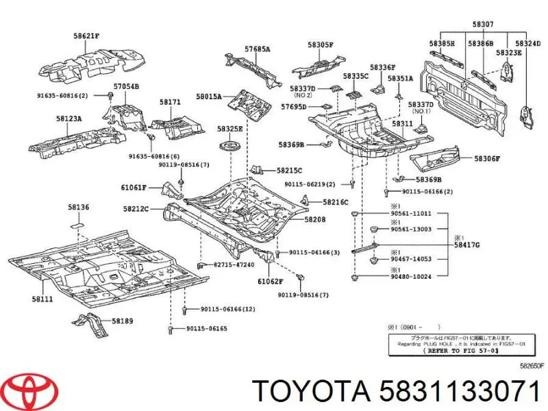 Днище багажника (ниша запасного колеса) 5831133071 Toyota