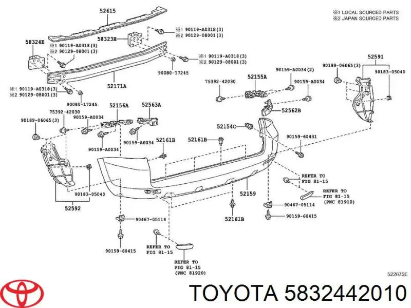 Consola de reforçador do pára-choque traseiro para Toyota RAV4 (A3)