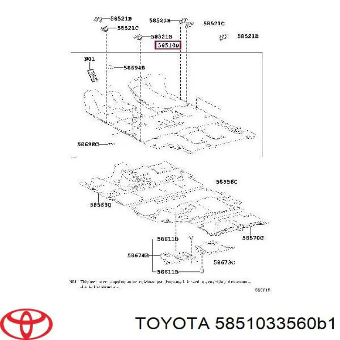 Купить 5851033560B1 Toyota Покрытие напольное салона, переднее