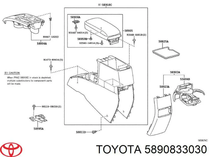 Fecho da caixa para luvas para Toyota Camry (V40)