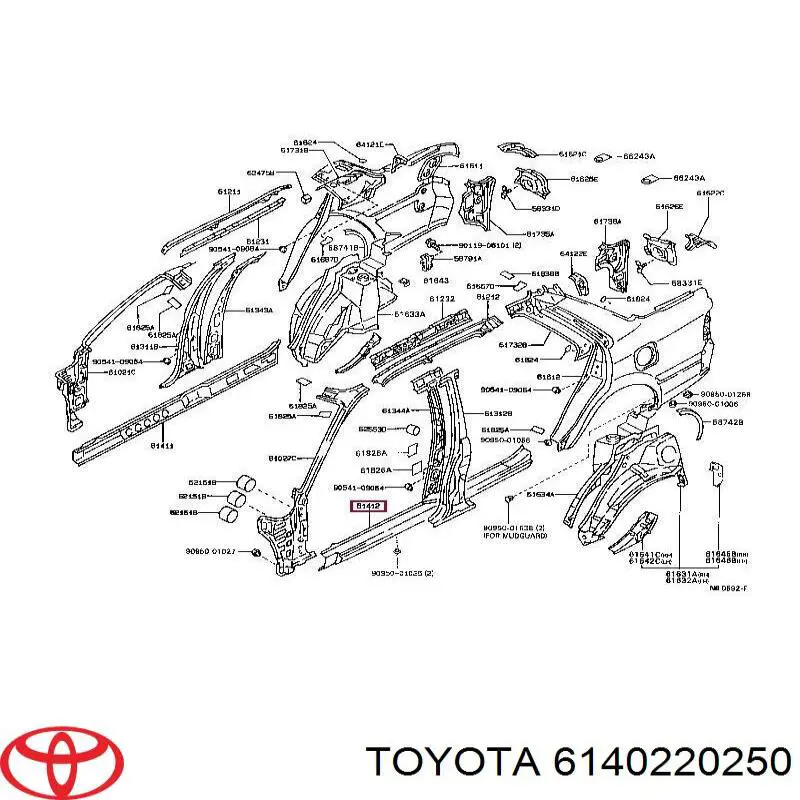 Порог внешний левый на Toyota Carina II 