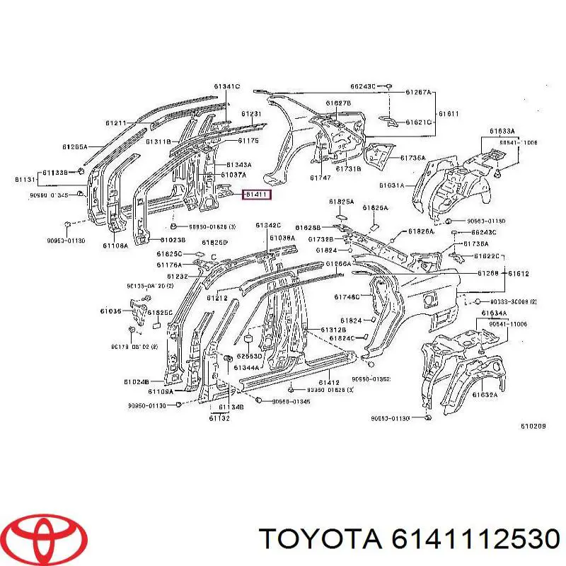 Порог внешний правый 6141112530 Toyota