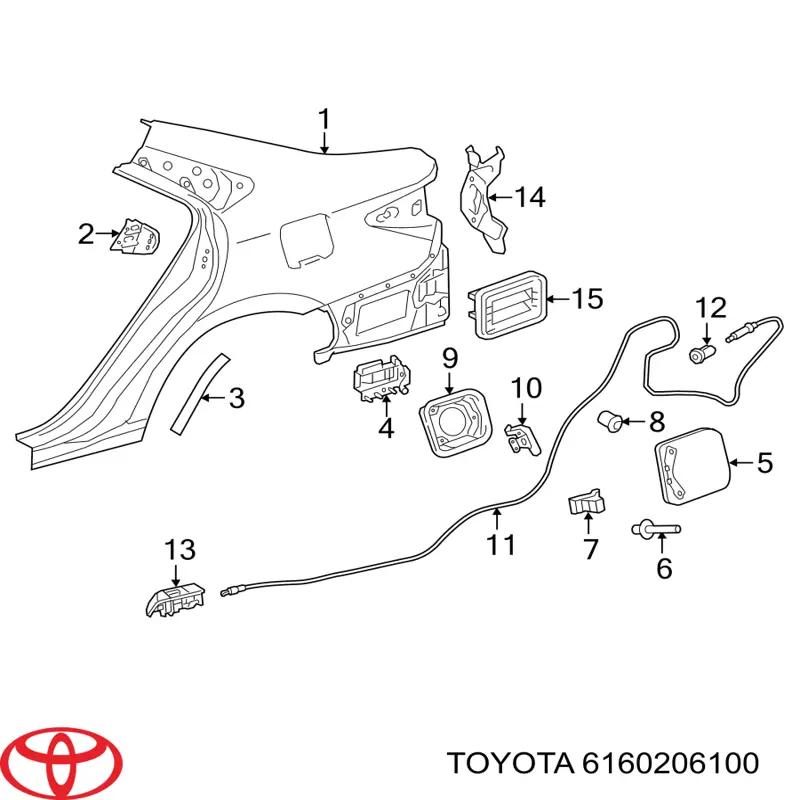 Крило заднє ліве 6160206100 Toyota