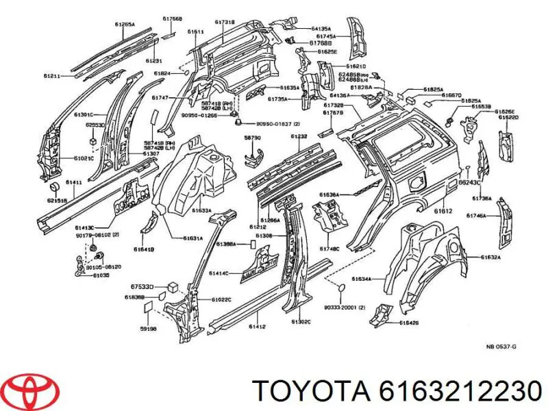 6163212230 Toyota арка крыла заднего левого