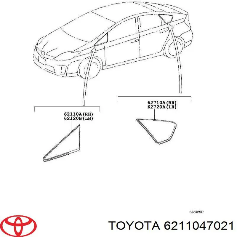 6211047020 Toyota vidro de janelo da porta dianteira direita